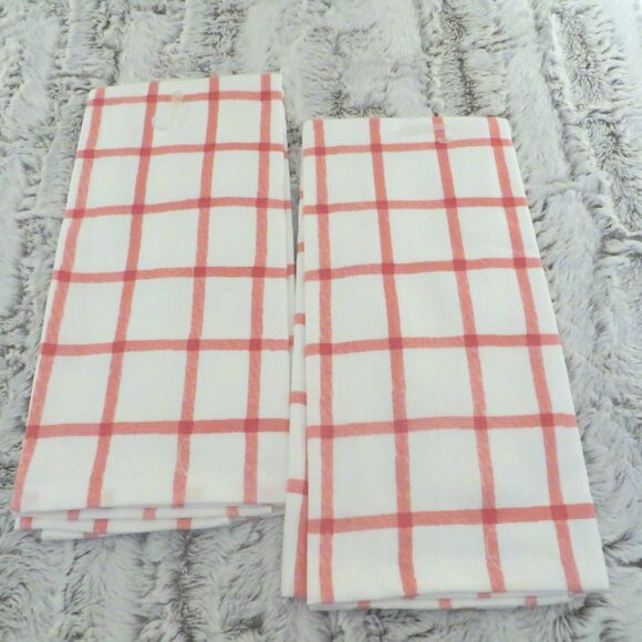 Strawberry Plaid Kitchen Hand Towels Set Of 2 New - Picture 2 of 5